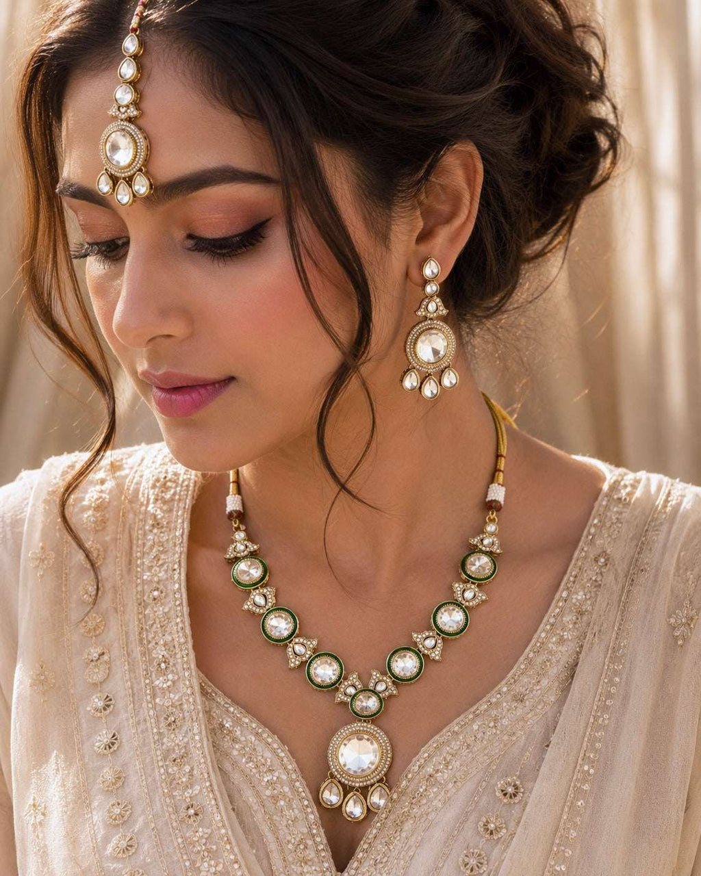 Sheesha kundan necklace set