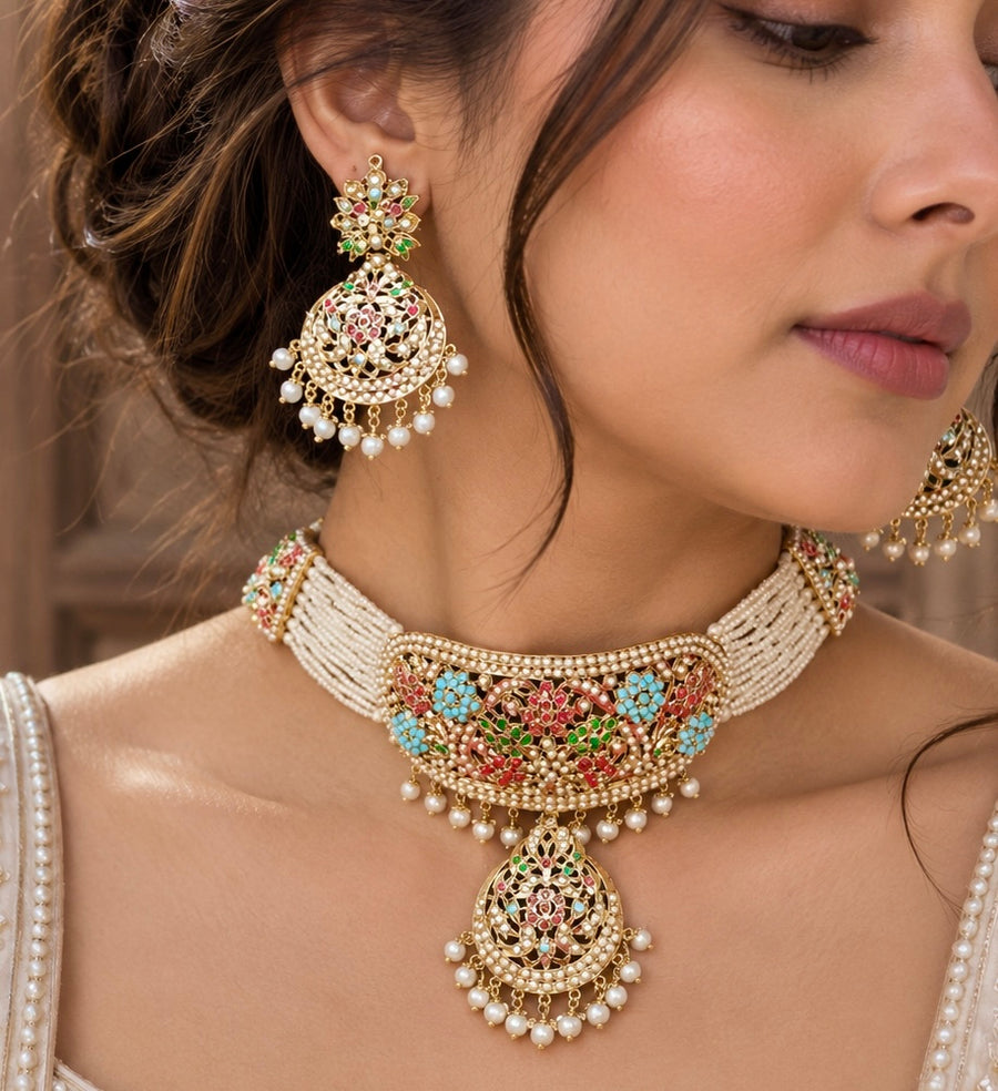 Jadau nouratan choker set