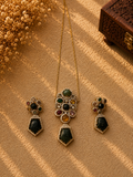 Black Stone work long necklace set