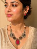 Beautiful Multi Stone work long necklace set