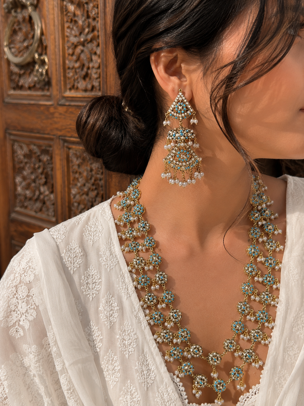 Feroza Jadau Long Necklace Set