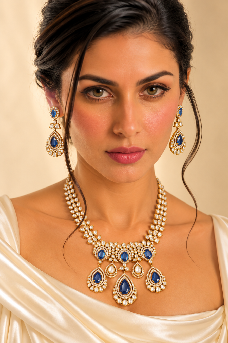 Moissanite and aqua stones set
