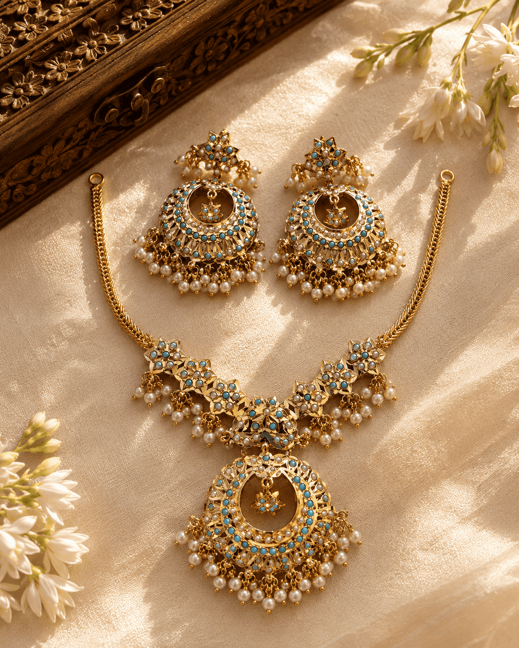 Jadau Feroza chain set
