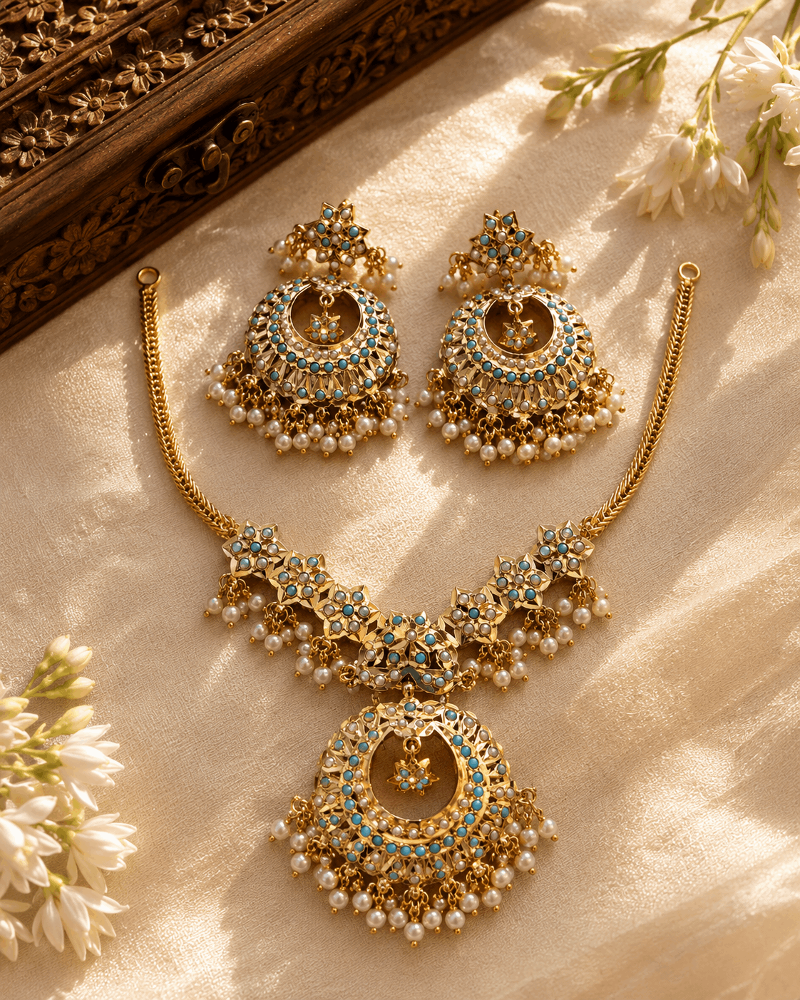 Jadau Feroza chain set