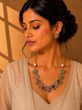 Beautiful Multi Color Stones work long necklace set