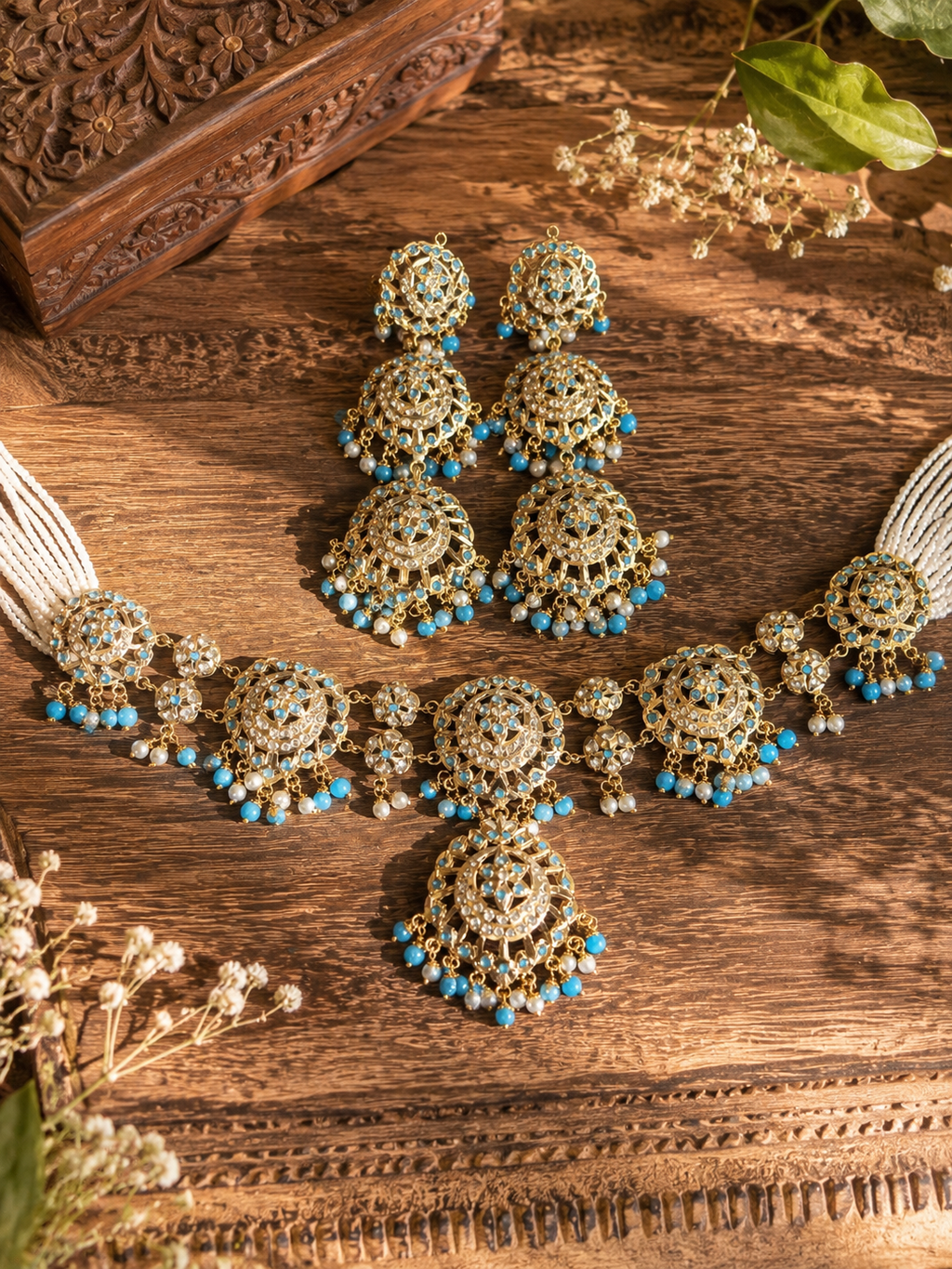 Feroza jadau necklace set