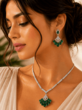 Minimal Small Multi green Stone & American Diamond set