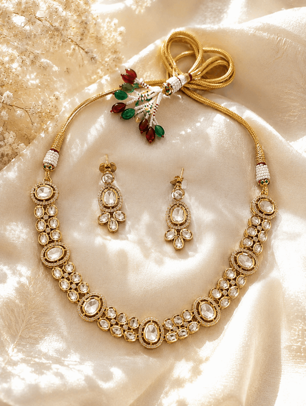 Elegant minimal Kundan necklace set