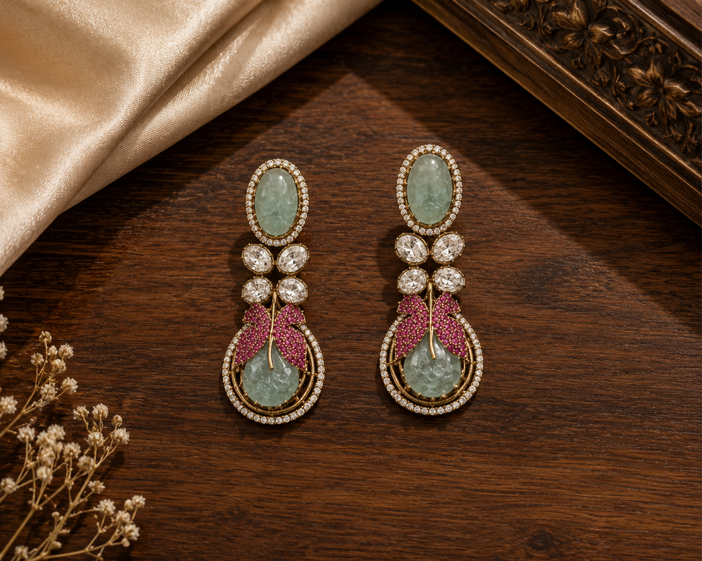 Beautiful Multicolor stone piece earrings