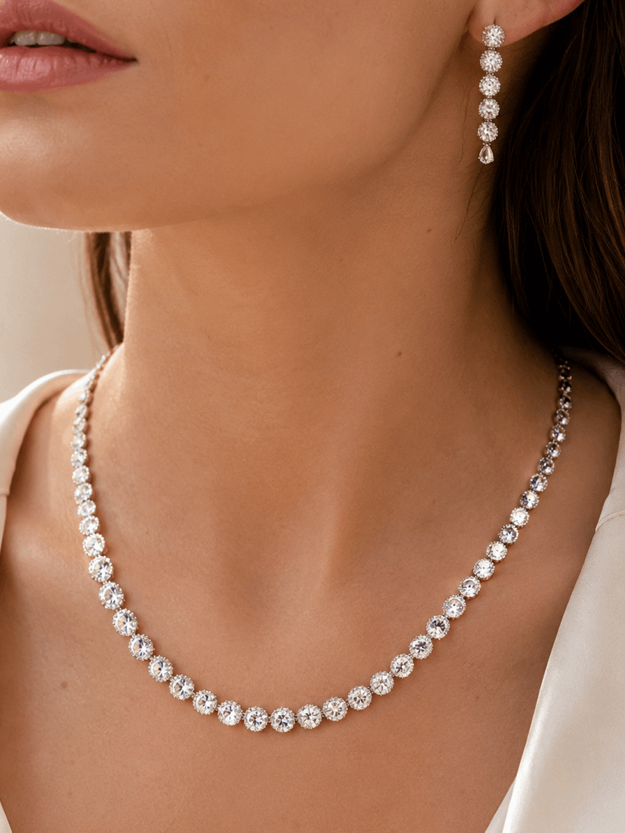 Tennis style AD necklace set