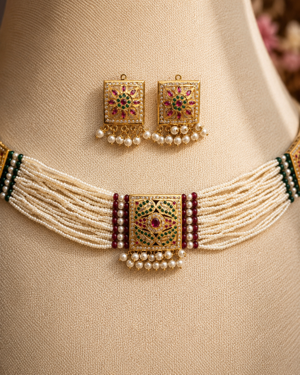 Minimal Multi Color Beautiful Stones & Pearls Set
