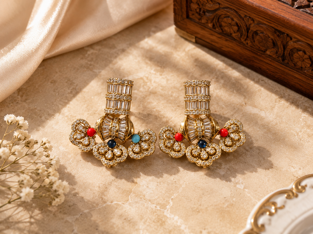 Beautiful Multi Colors stones piece earrings