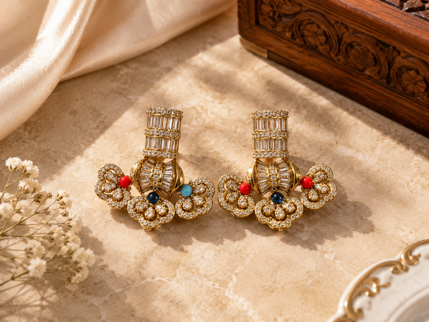 Beautiful Multi Colors stones piece earrings