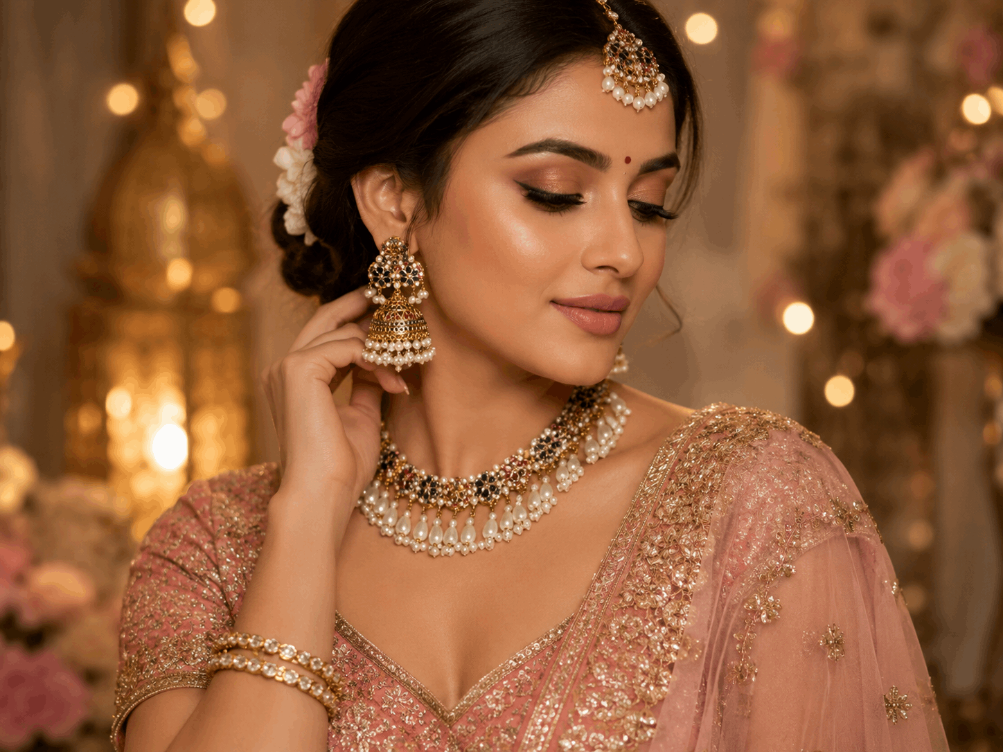 Jadau and Pearls Necklace Set