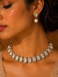 Beautiful Multi white Color Stones work long necklace set