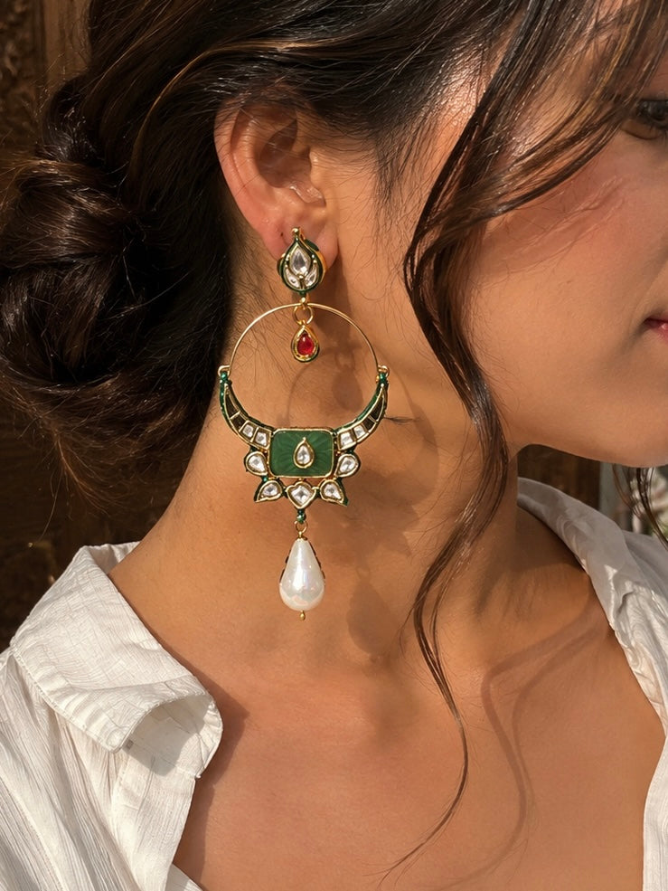 Luxe Green Color Earrings