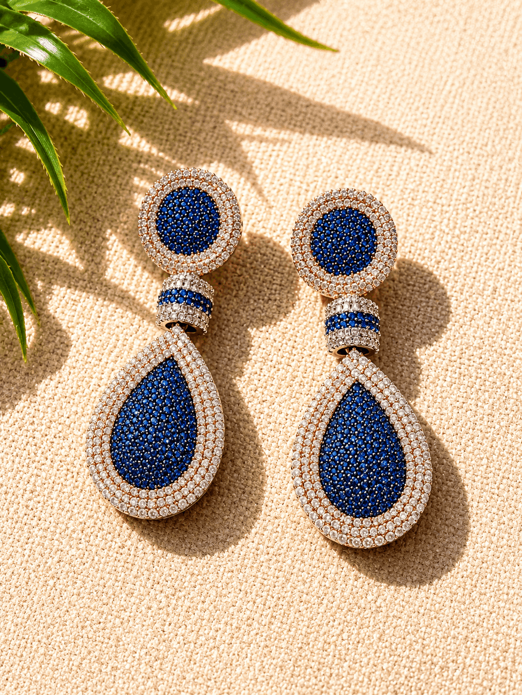 Minimal Big Blue Stones Earrings