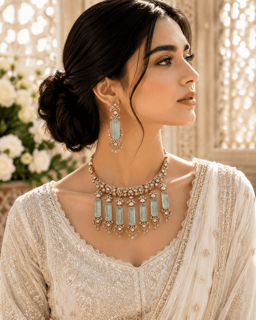 Aqua mint stones Necklace Set