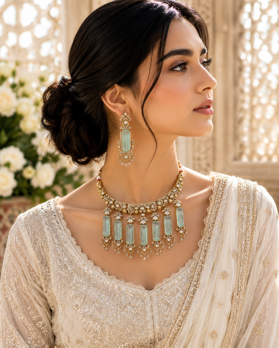 Aqua mint stones Necklace Set