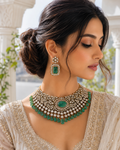Moissanite studded semi precious Necklace Set