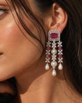 Ruby American diamonds and pearls earrings