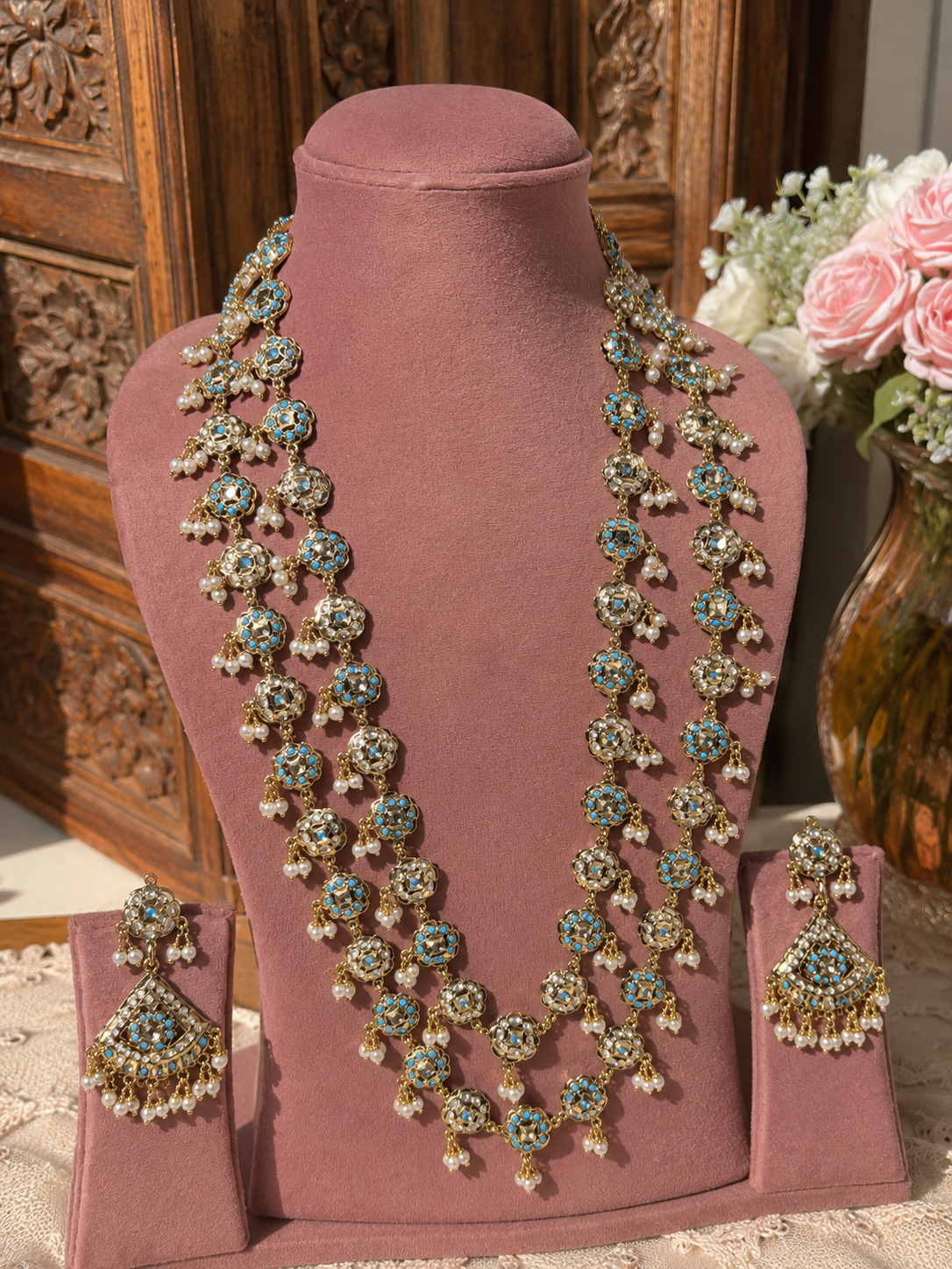 Feroza Jadau Long Necklace Set