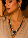 Beautiful Blue Stone work long necklace set