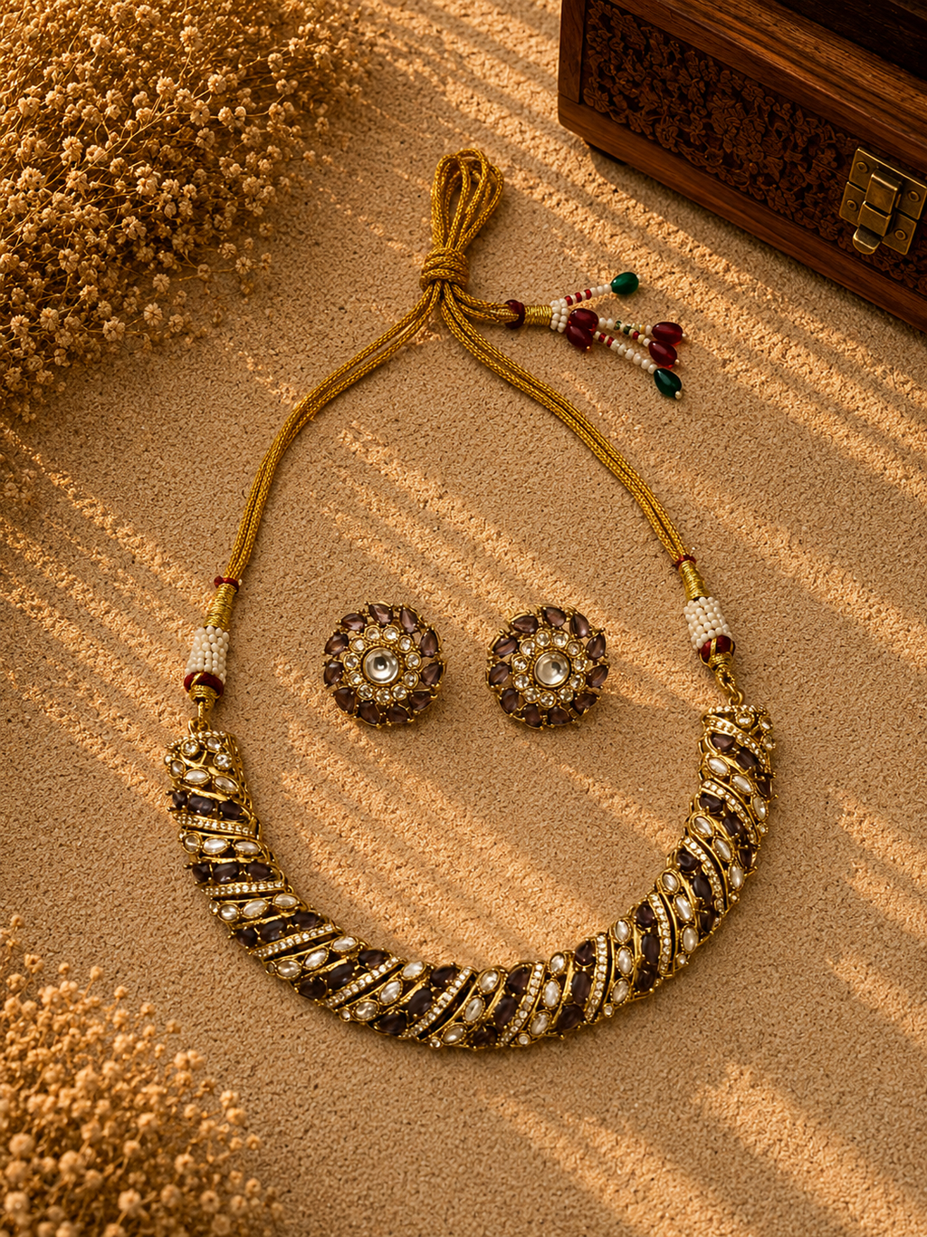 Beautiful Stones work long necklace set
