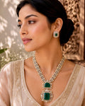 emerald green long necklace set.