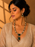Beautiful green Stones work long necklace set