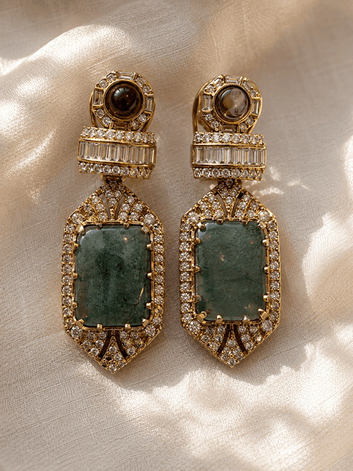 Elegant Green stone piece earrings