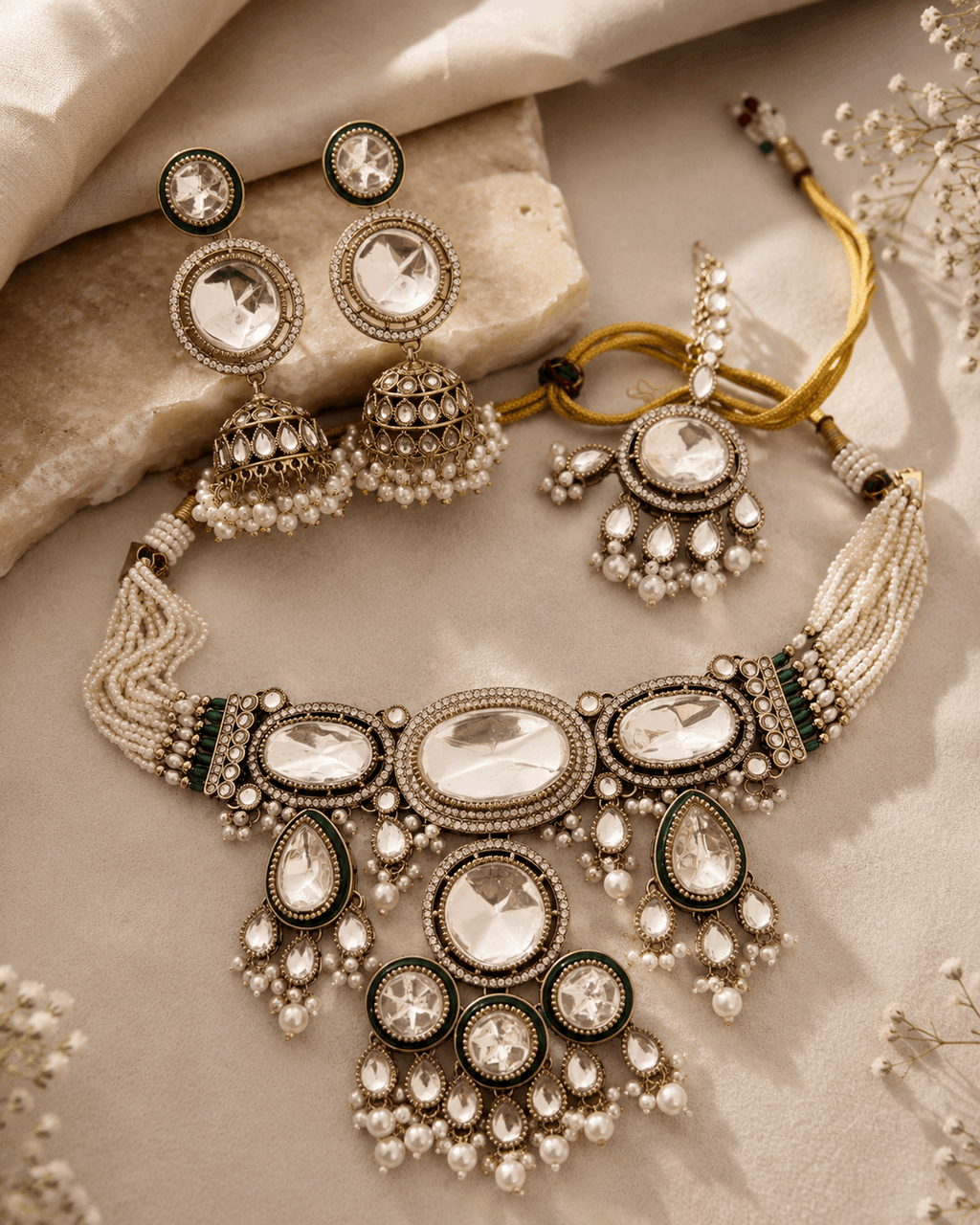 Sheesha Kundan and pearls choker set
