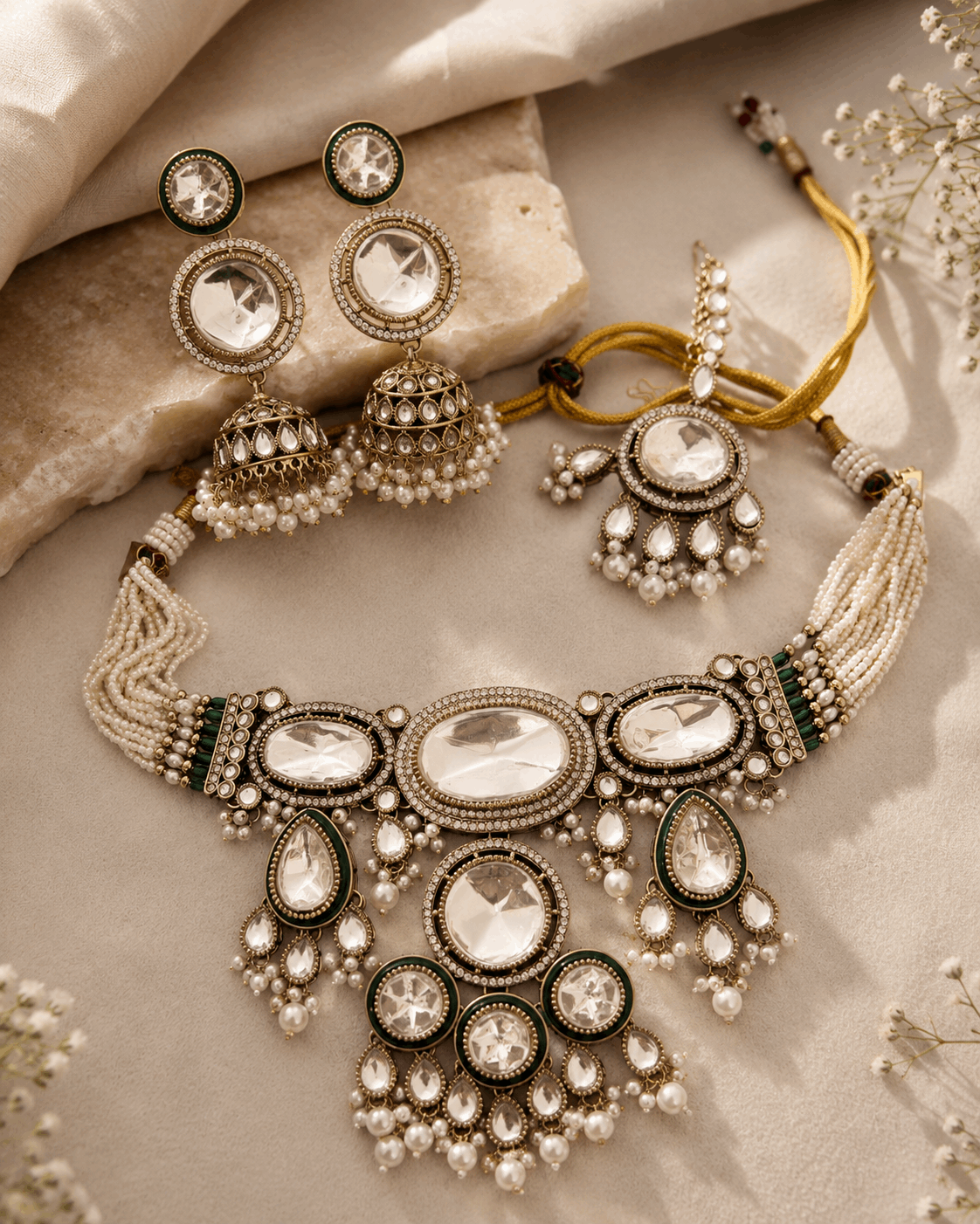Sheesha Kundan and pearls choker set