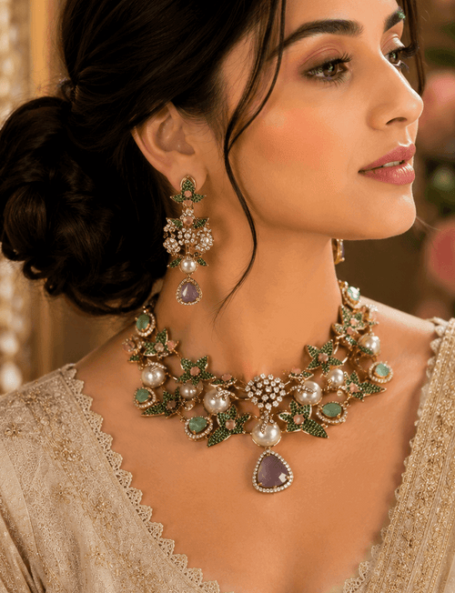 Designer stones and pearls Necklace Set