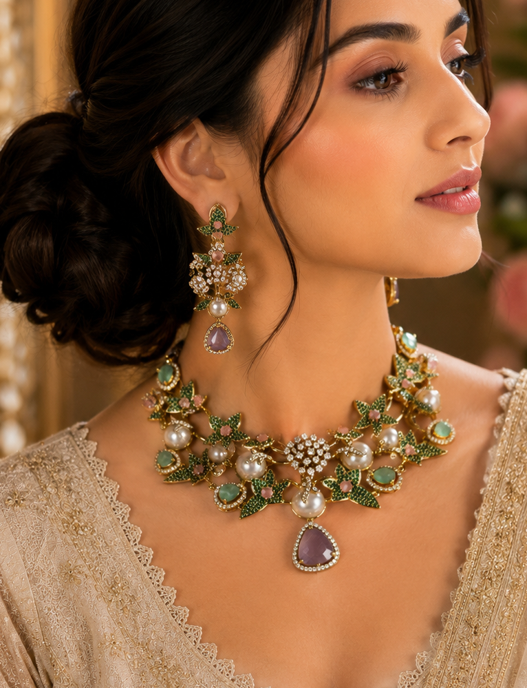 Designer stones and pearls Necklace Set