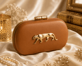 Sabya Tan & Gold leather finish  Luxury clutches