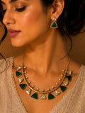Beautiful Multi Green Color Stones work long necklace set