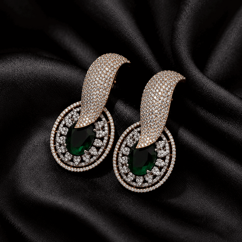 Emerald green AD earrings
