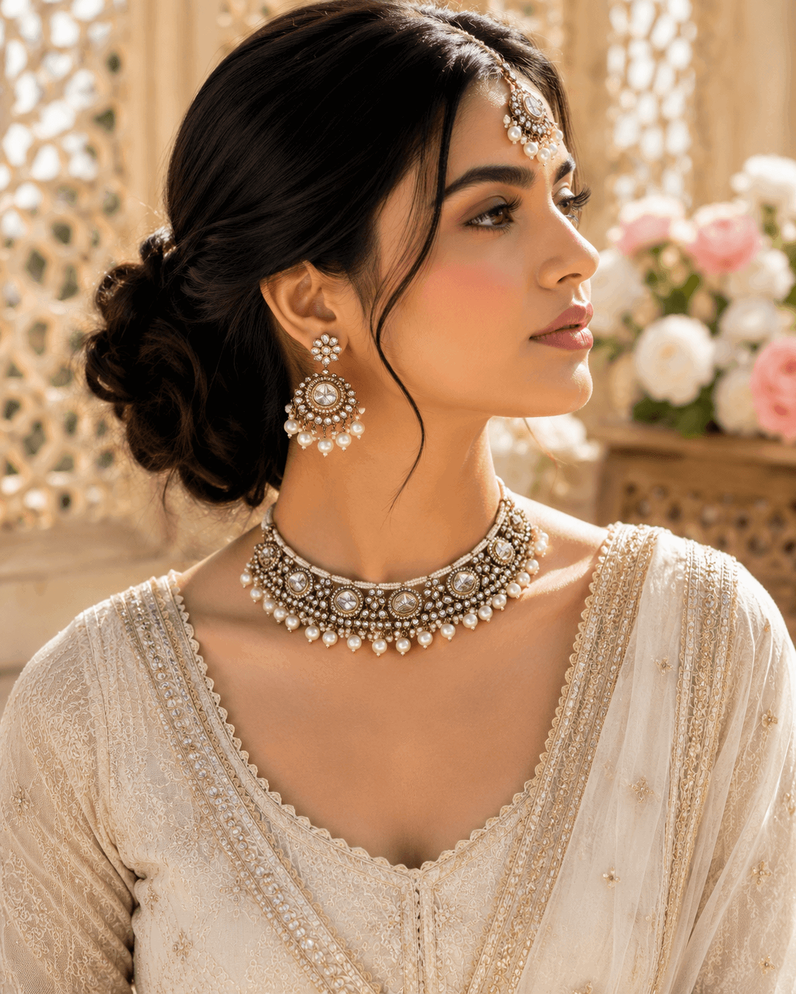 Kundan and pearls Necklace Set