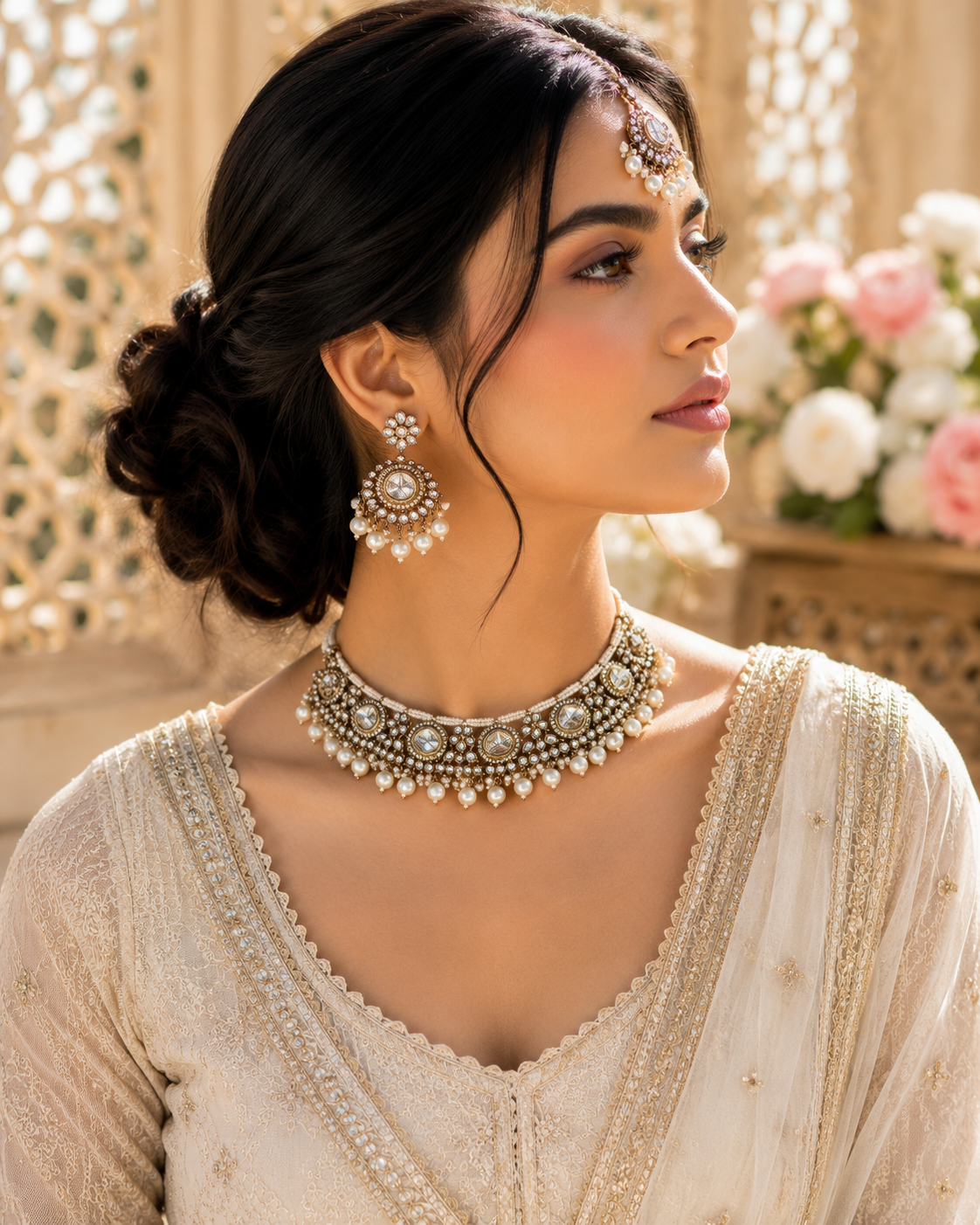 Kundan and pearls Necklace Set