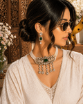 Elegant green stone choker Necklace Set