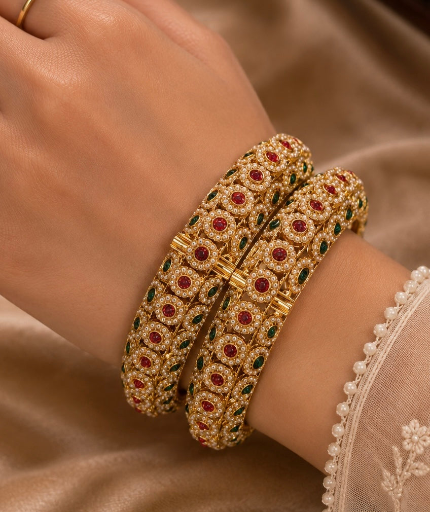Traditional pearl work bangles