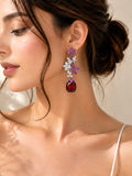 Perfect Purple & Red Flower Style Earrings