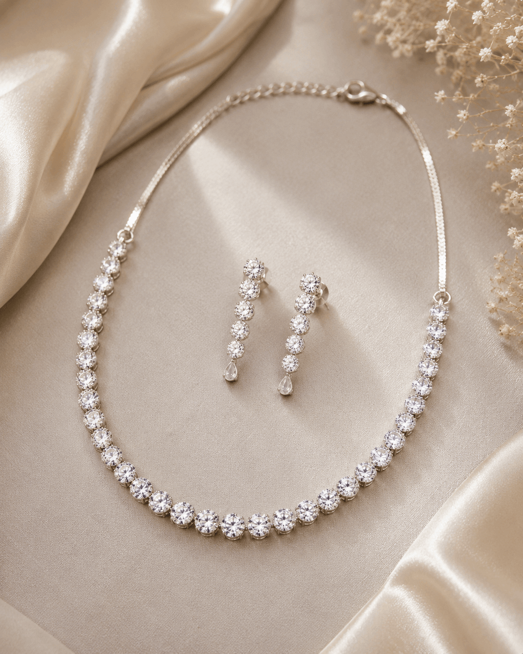 Tennis style AD necklace set