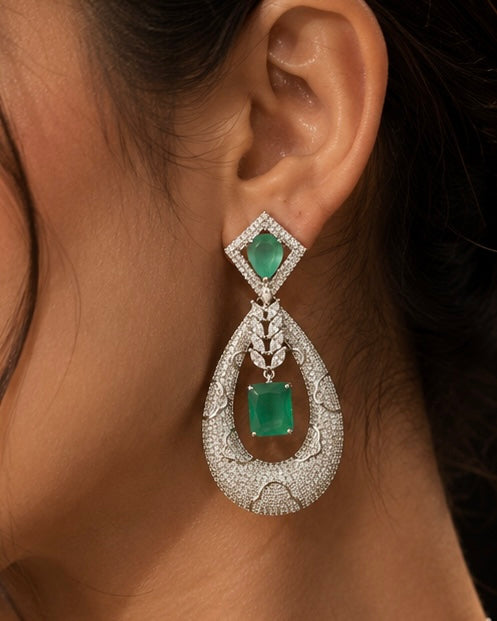 Mint AD stone statement earrings