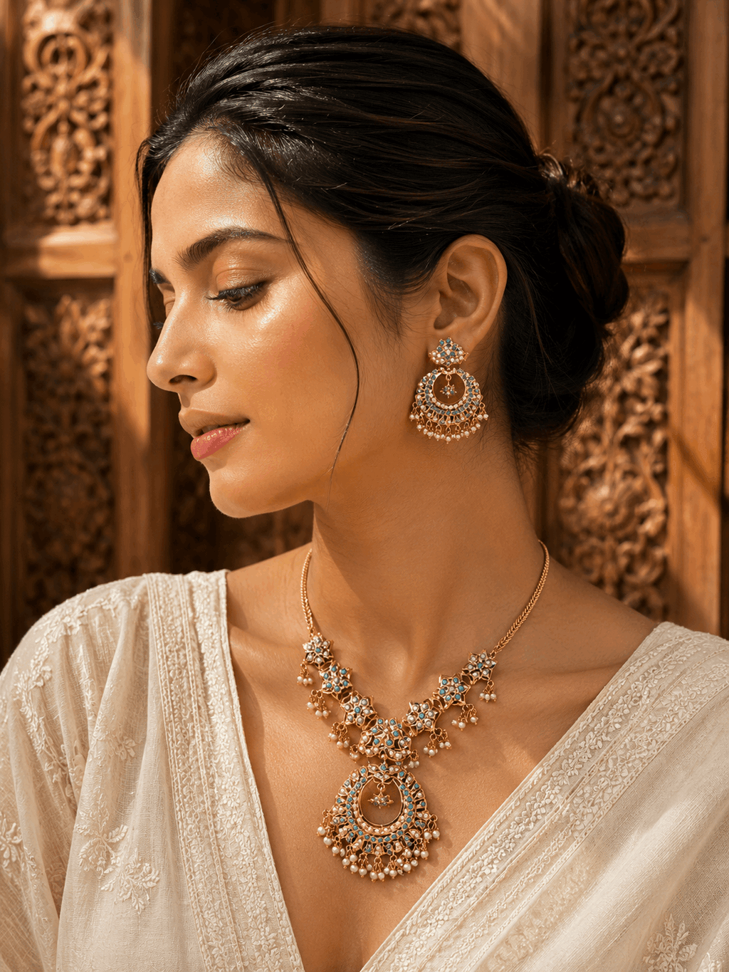 Jadau Feroza chain set