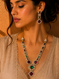 Beautiful Multi Color Stones work long necklace set