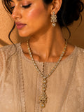 Beautiful Multi white Stone work long necklace set