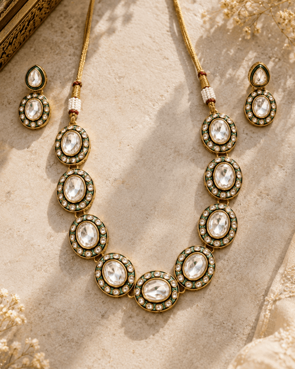 Kundan and Meena necklace set
