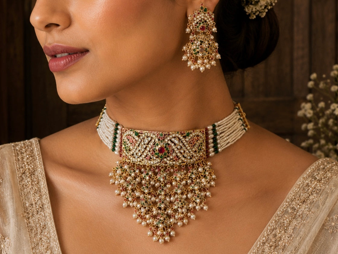 Jadau nouratan choker set